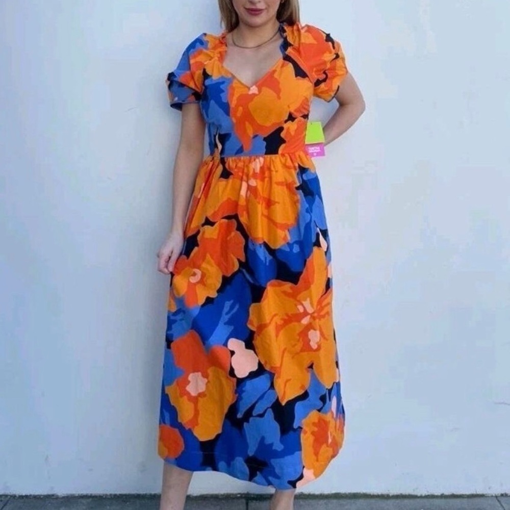 NWT Tabitha Brown x Target Midi Dress Orange Blue Floral size 6